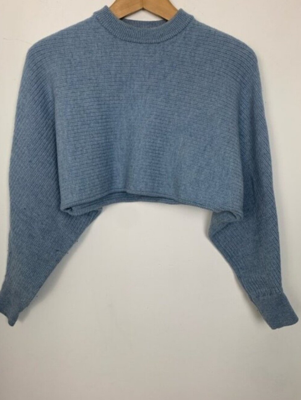 Aritzia Wilfred Free Lola Sweater Blue Merino Wool Cropped Sm P2p17.5 L15 - Picture 4 of 8